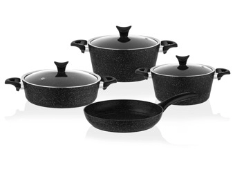Taç Master Cook 4'lü 7 Parça Granit Tencere Seti Siyah